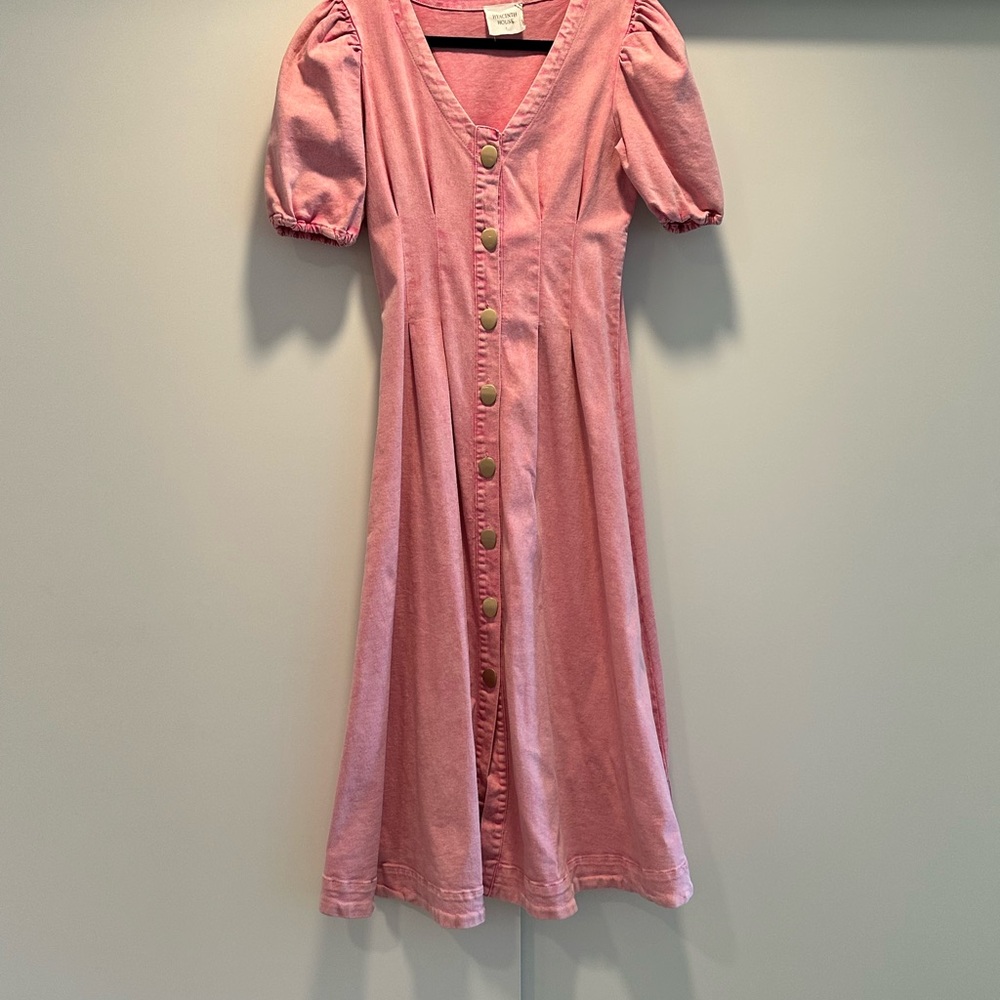 Pink Denim Button-Down Dress
